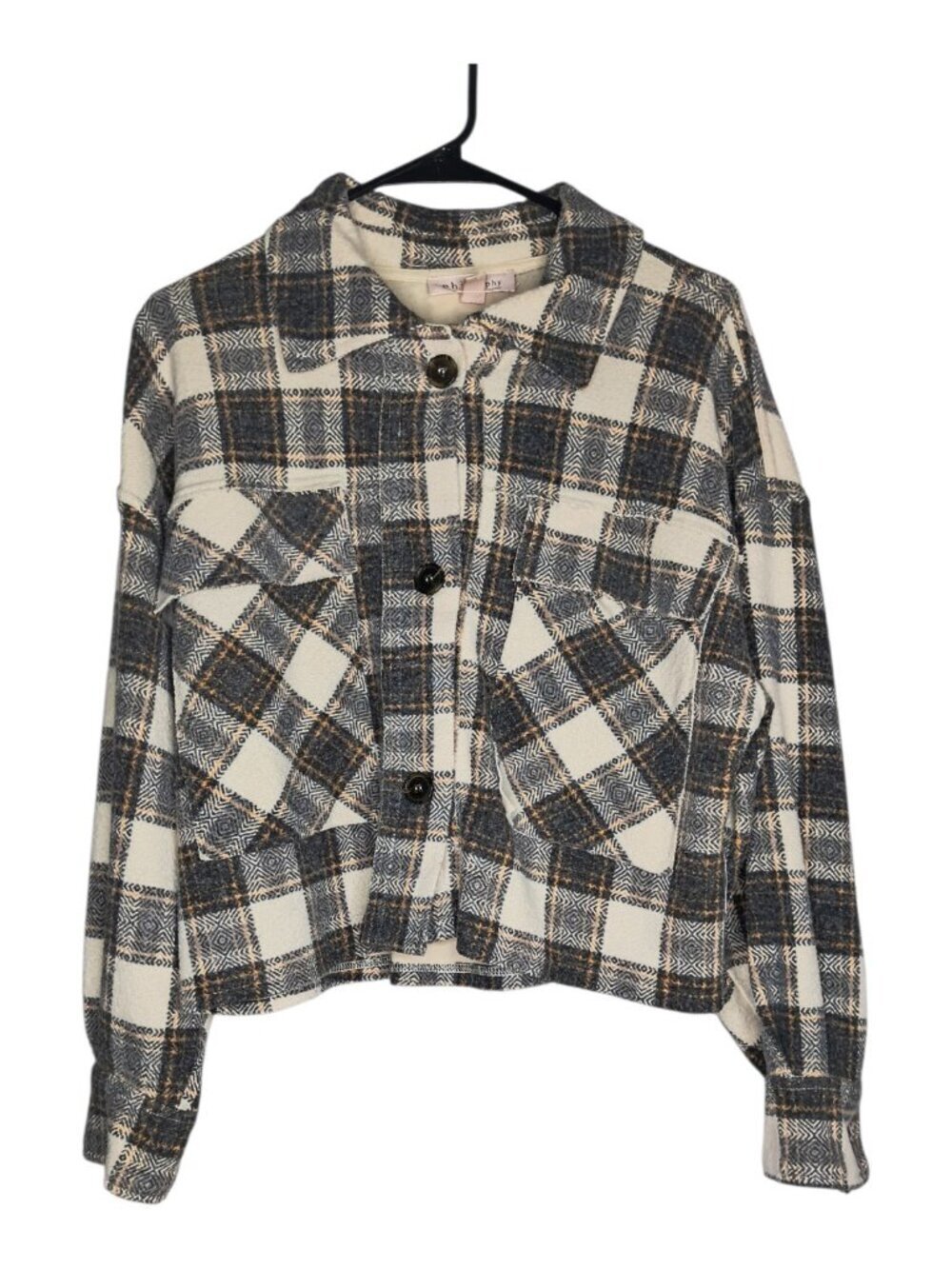 Philosophy Cropped Plaid Flannel Shacket Women's Size Medium